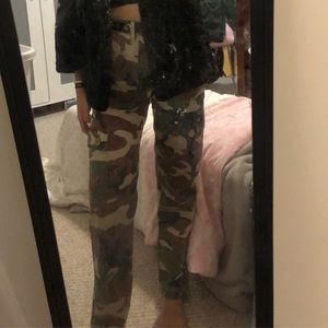 Army green camo urban outfitters cargo pants